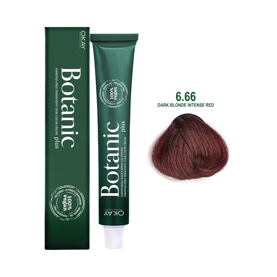 Botanic Plus Ammonia Free Hair Color Cream 6.66 Dark Blonde Intense Red