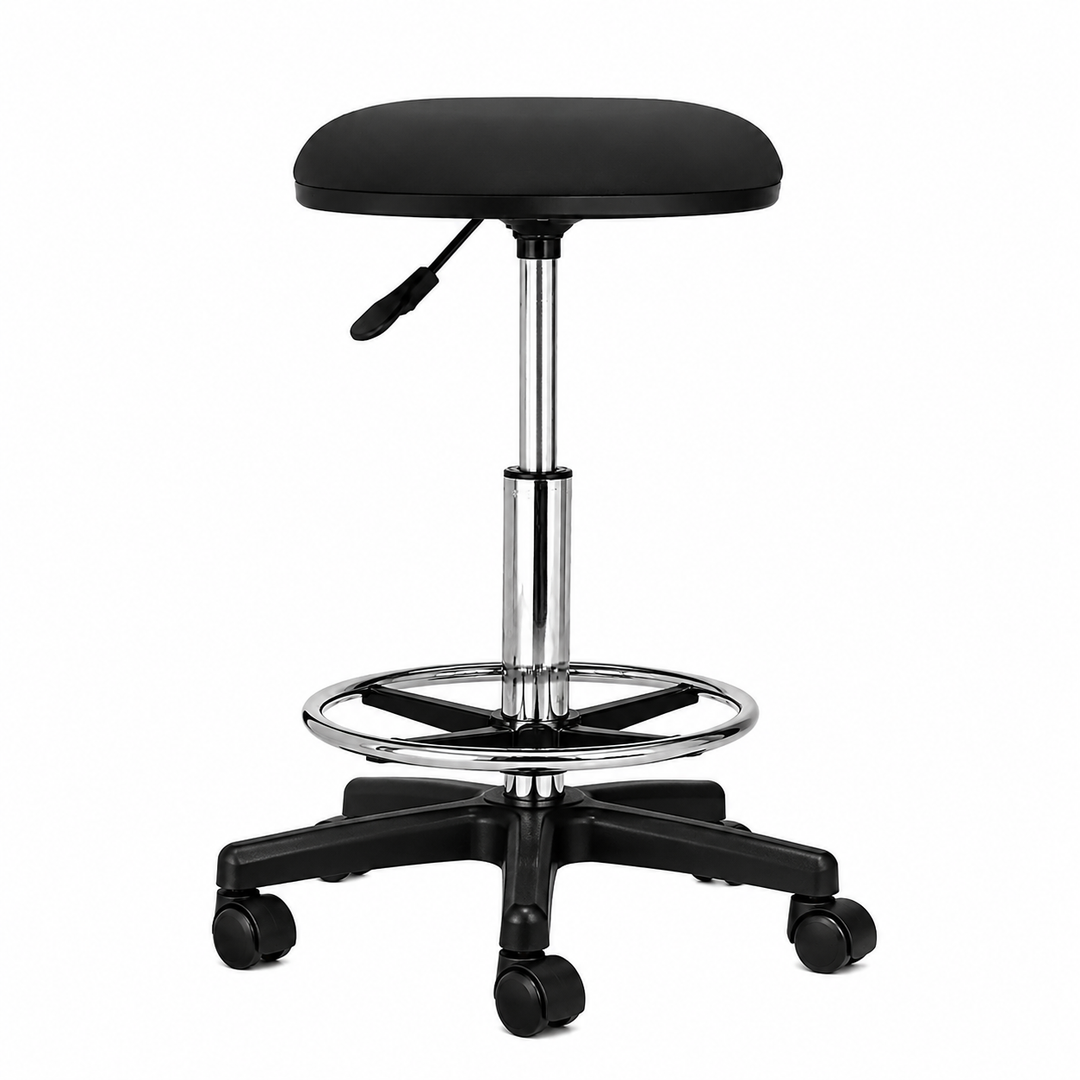 Round Rolling Adjustable Stool | 360° Swivel Hydraulic