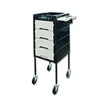 Load image into Gallery viewer, Hair Trolley Black &amp; White with Extended Top with Wheels
