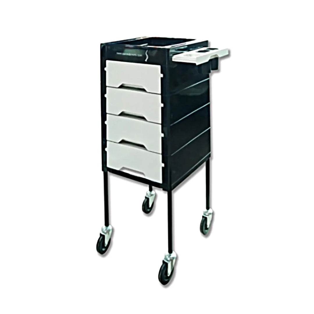 Hair Trolley Black & White with Extended Top with Wheels