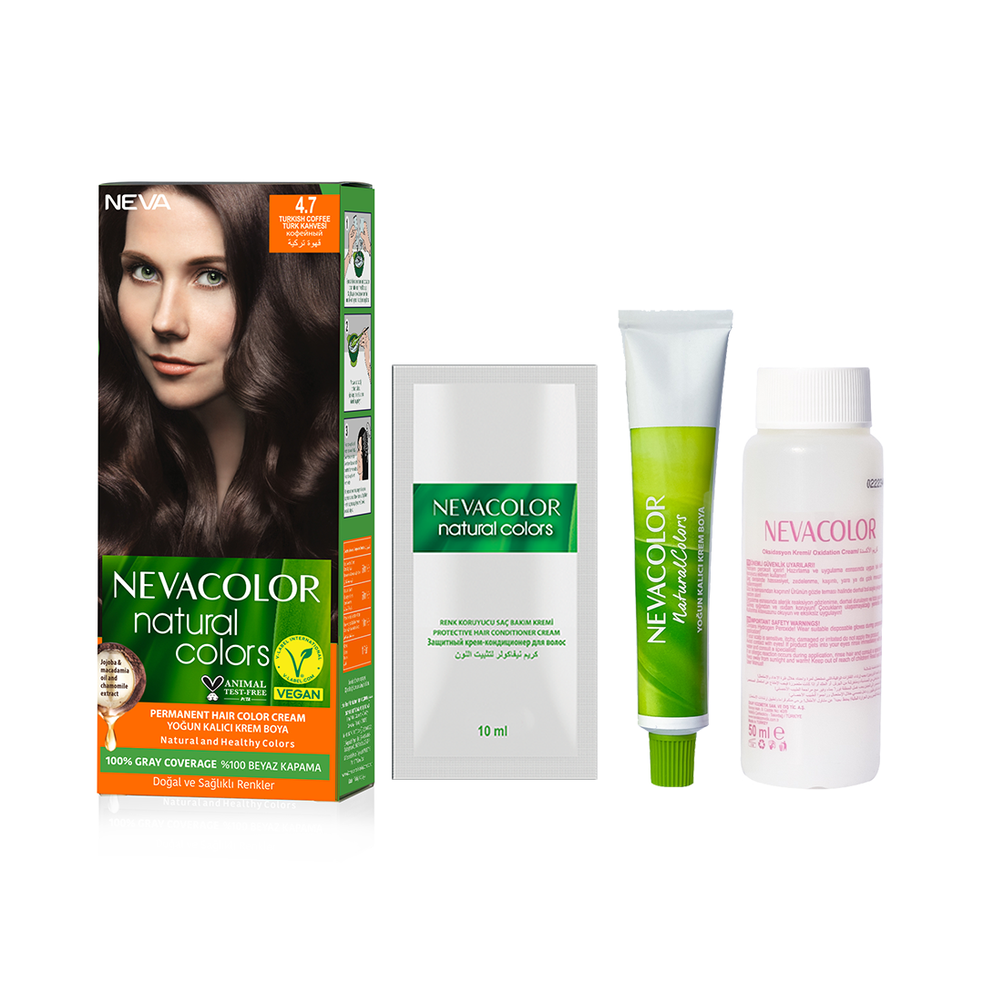 Nevacolor Natural  Hair Color Cream Set4.7 - Turkish Coffee-2
