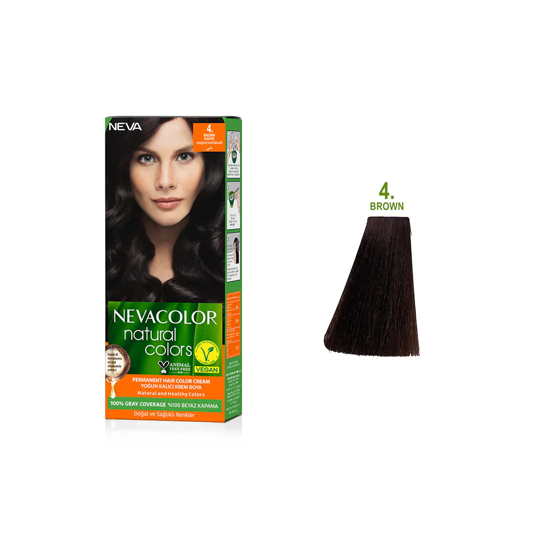 Nevacolor Natural Hair Color Cream Set 50 ml 4 - Brown