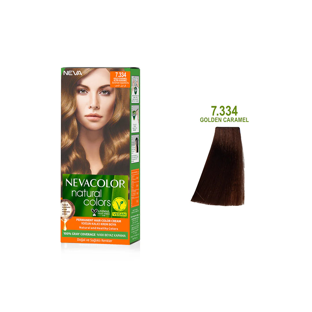 Nevacolor Natural Hair Color Cream Set 50 ml 7.334 - Golden Caramel