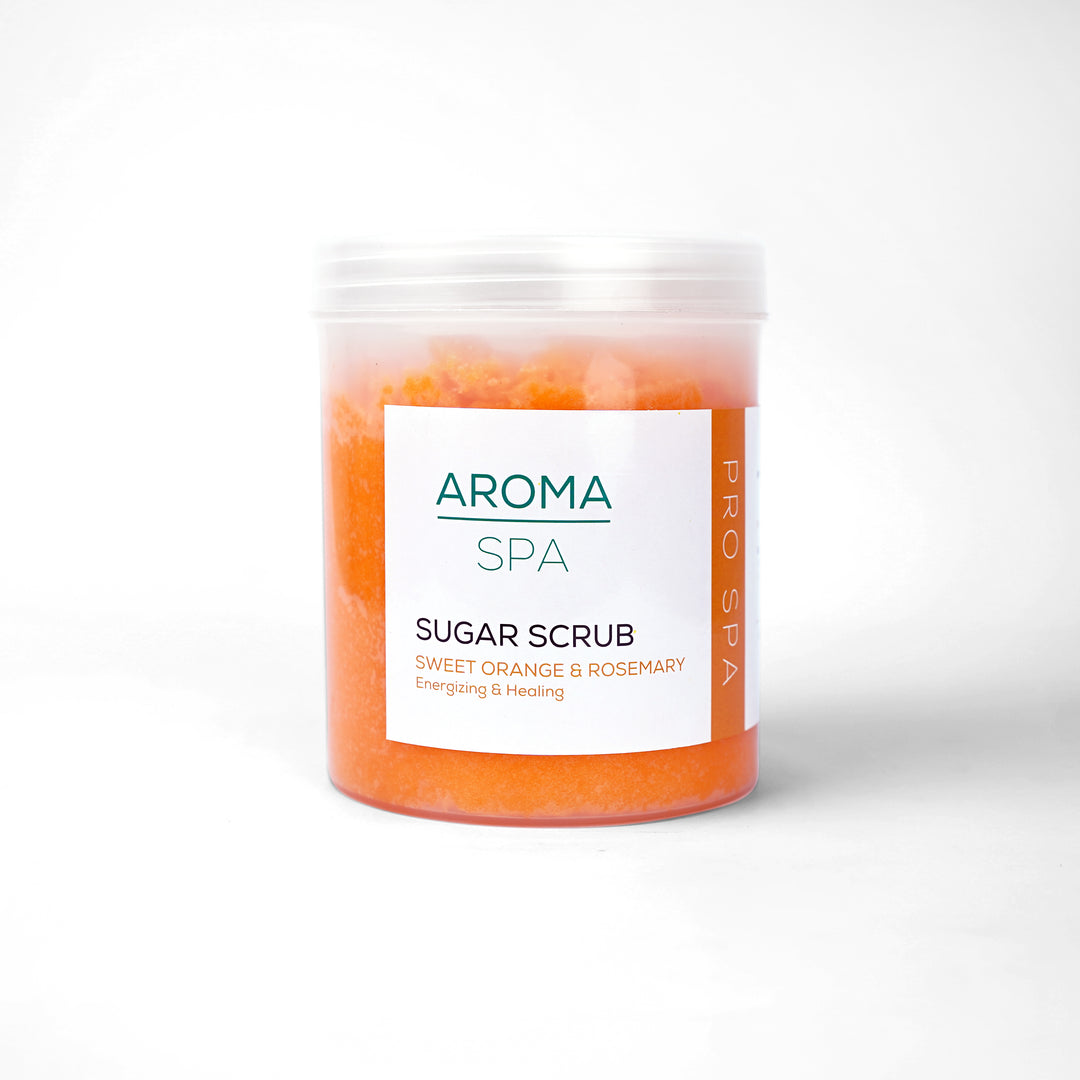 Aroma Sweet Orange & Rosemary Sugar Scrub 1000g | Spa Exfoliating & Hydrating Treatment