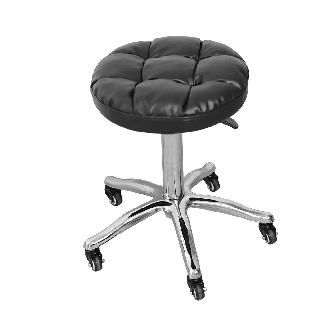 Round Rolling Adjustable Stool Black