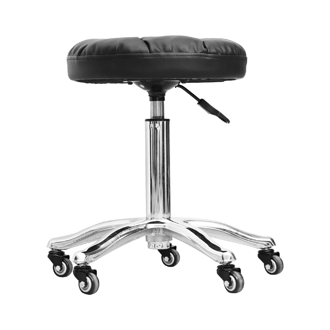 Round Rolling Adjustable Stool Black