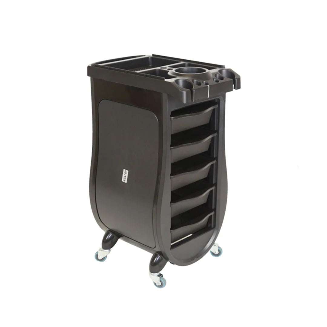 Salon Hair Dressing Trolley With Wheels and 4 Drawers (Black)