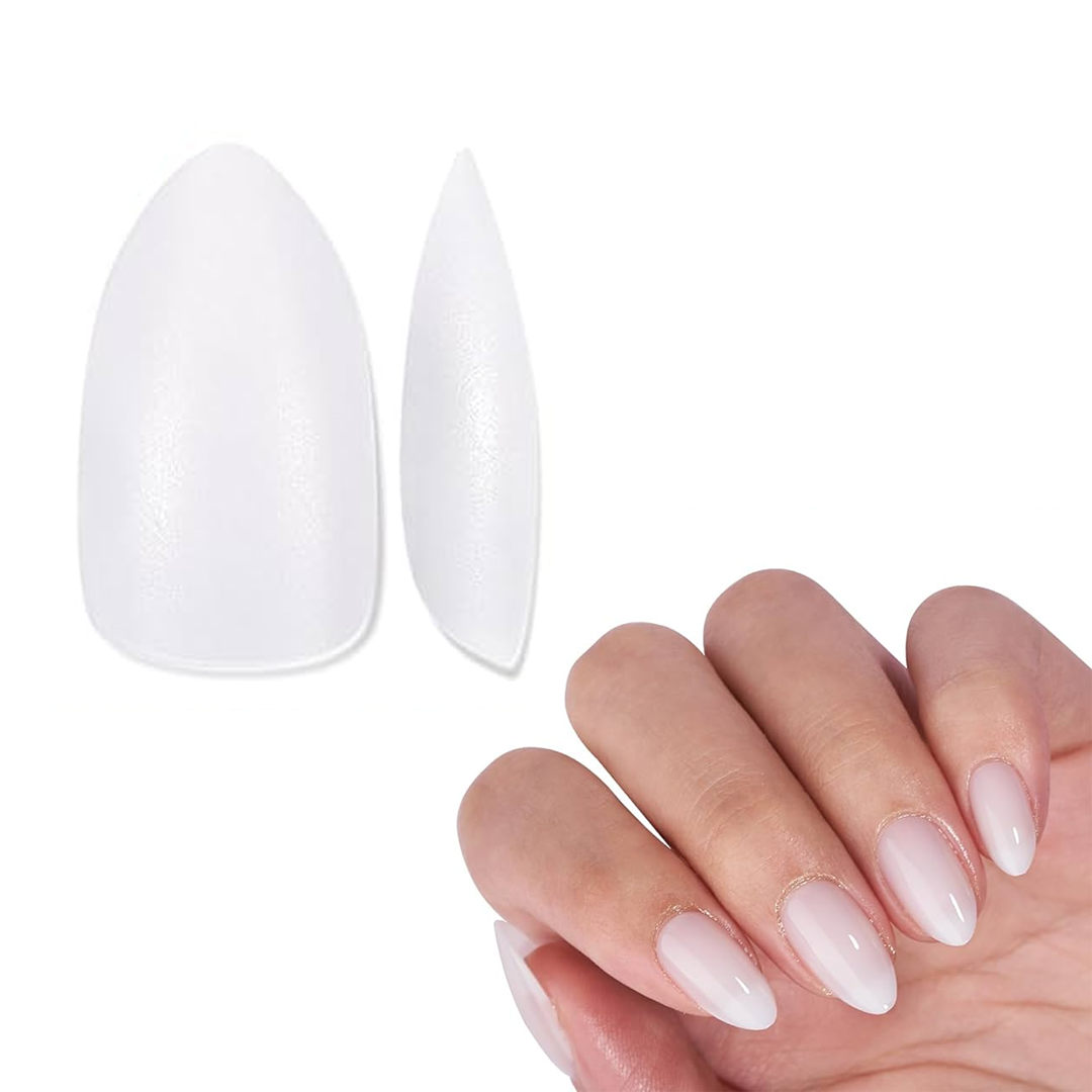Soft Gel Tips White Almond – 500pcs | Elegant Nail Extension Tips for Salon & Home Use