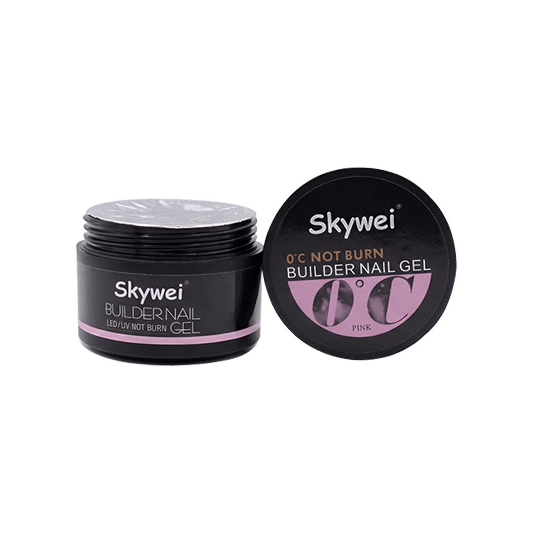 Skywei 0°C Not Burn Builder Nail Gel – Soft Pink LED/UV Hard Gel for Sculpting, Nail Extensions & Strengthening