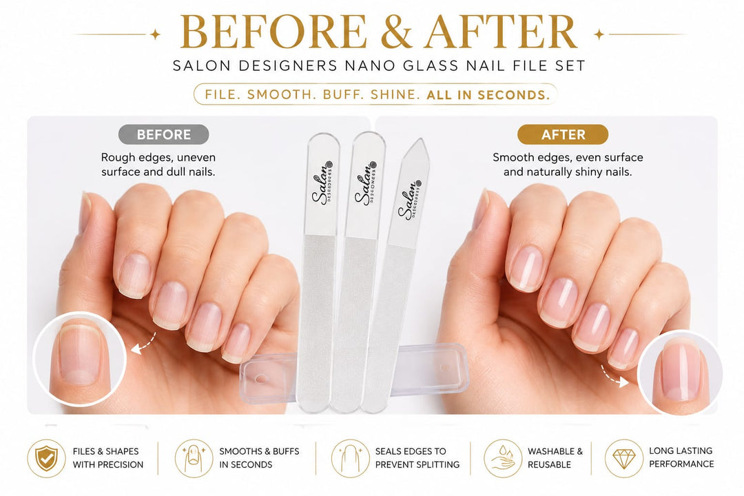 Salon Designers NanoMirror Professional Glass Nail File Set  Pack of 3