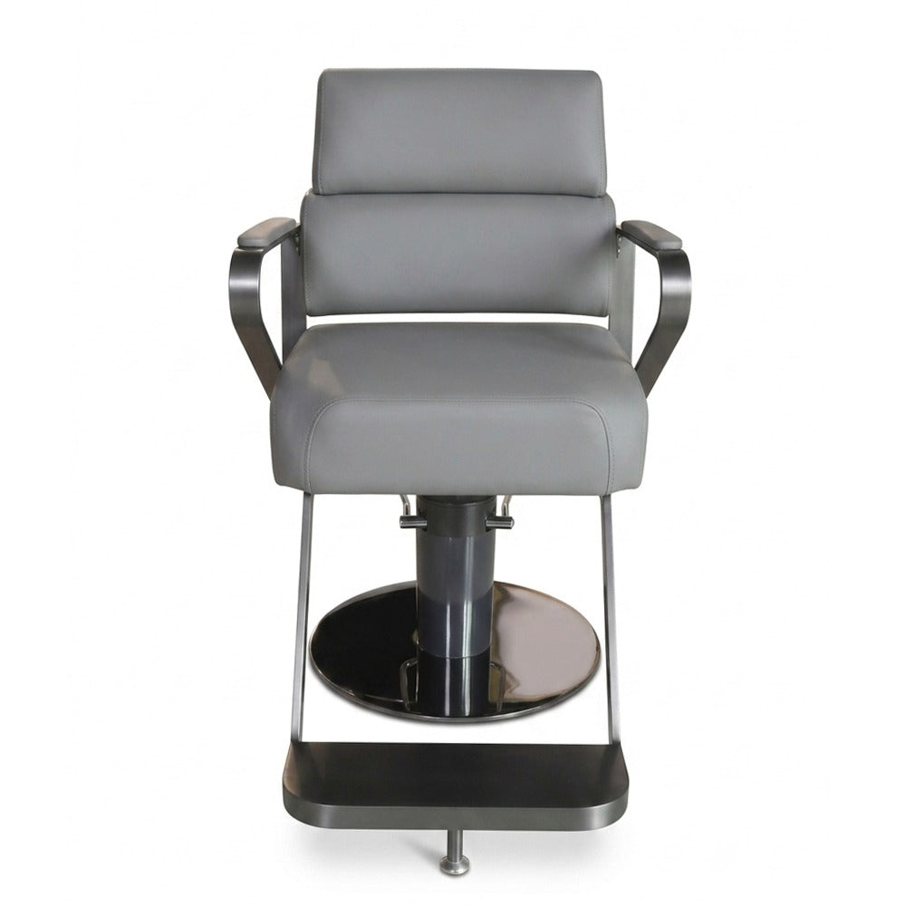 Grey Premium Hydraulic Salon Styling Chair with Black Metal Armrests  Salon Designers