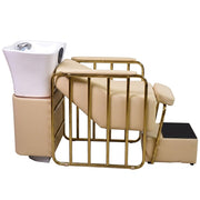 Luxury Gold Salon Shampoo Wash Unit with Pedicure Foot Spa Beige