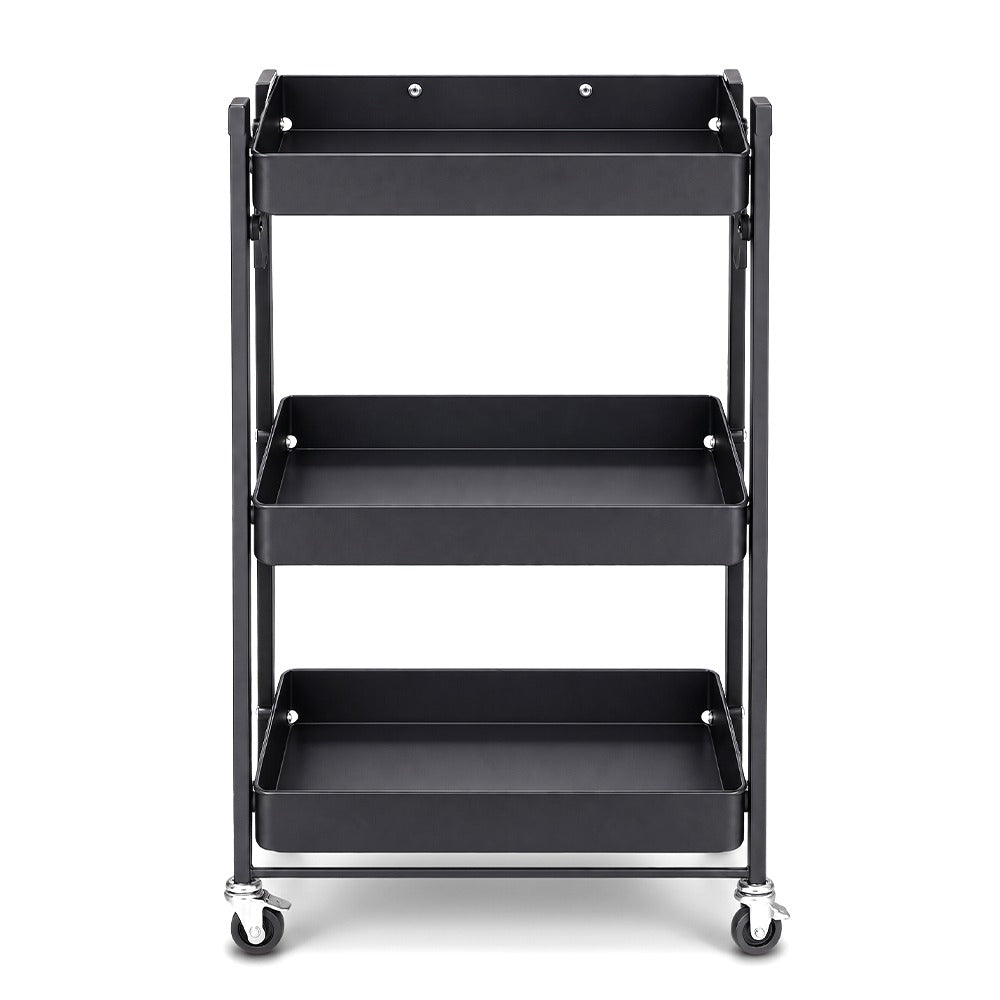 Onyx Three-Tier Black Utility Trolley