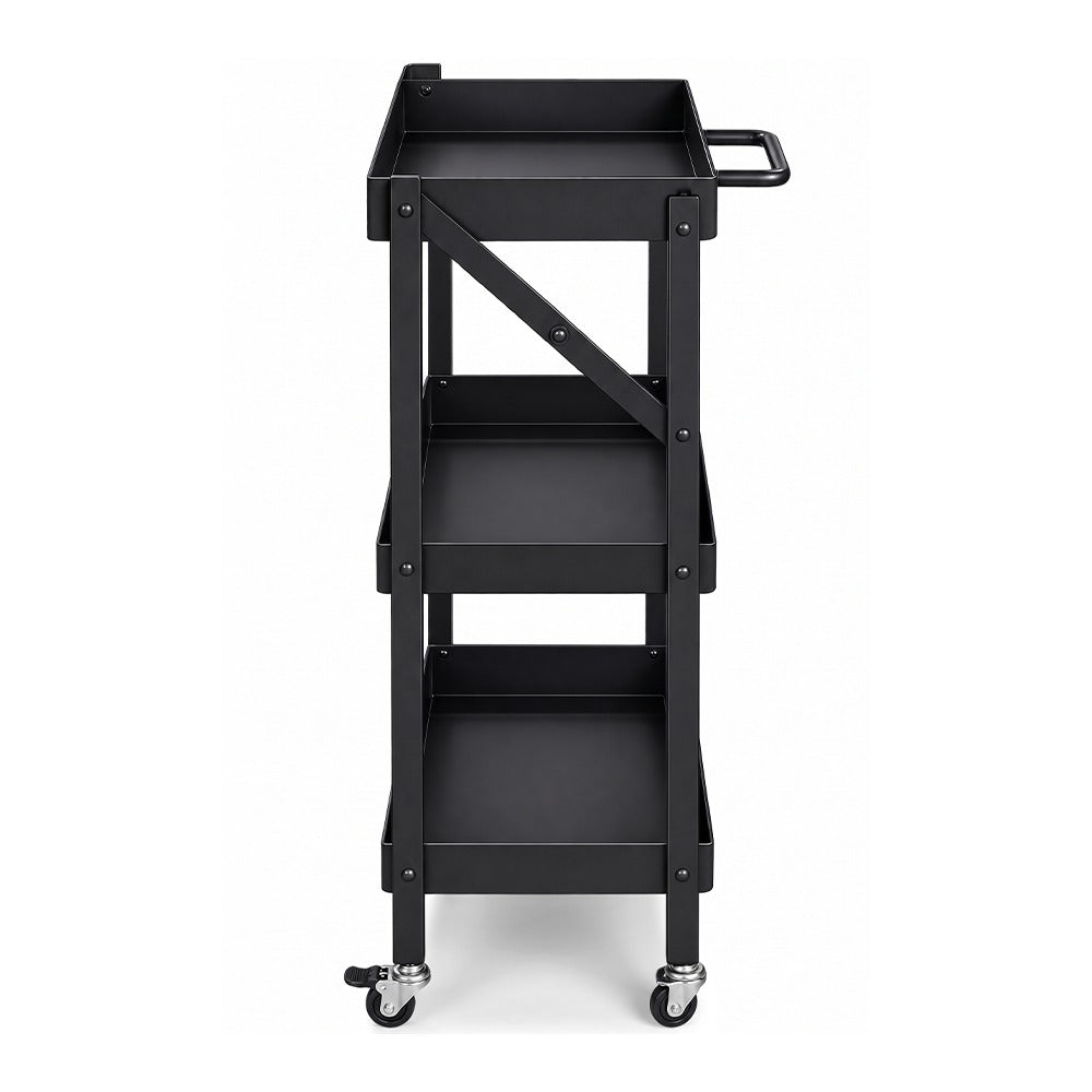 Onyx Three-Tier Black Utility Trolley