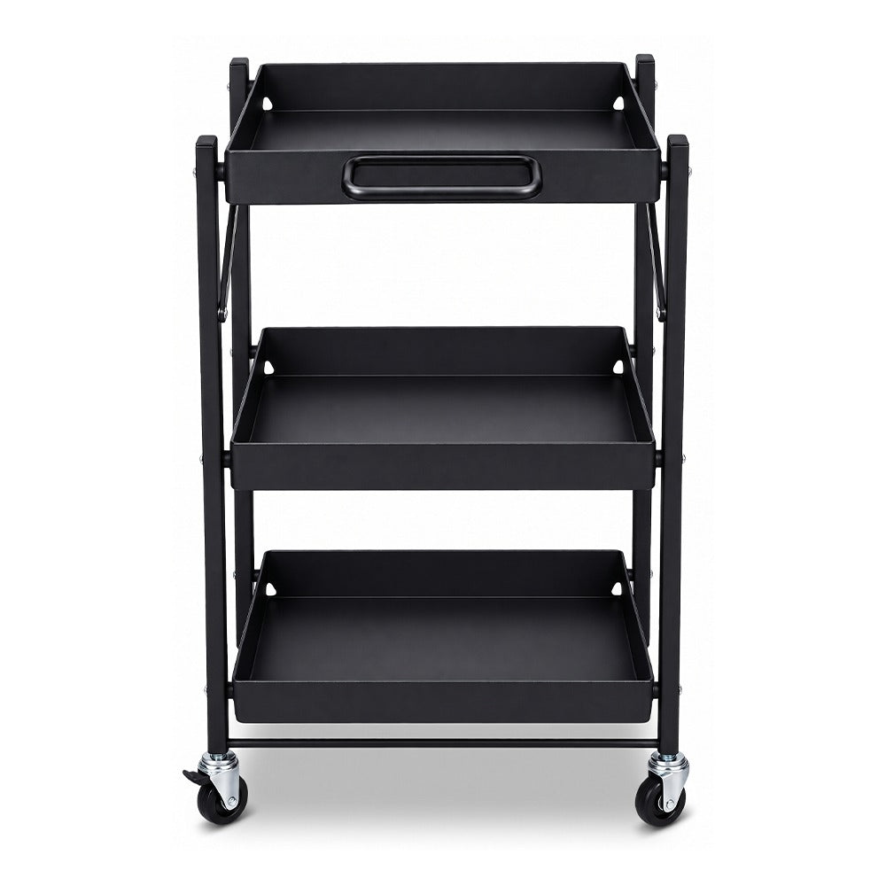 Onyx Three-Tier Black Utility Trolley
