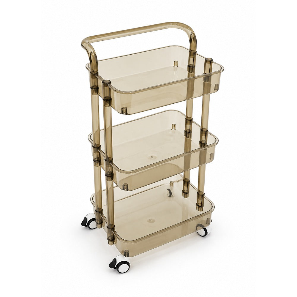 Smoky Brown Acrylic Salon Trolley with Wheels