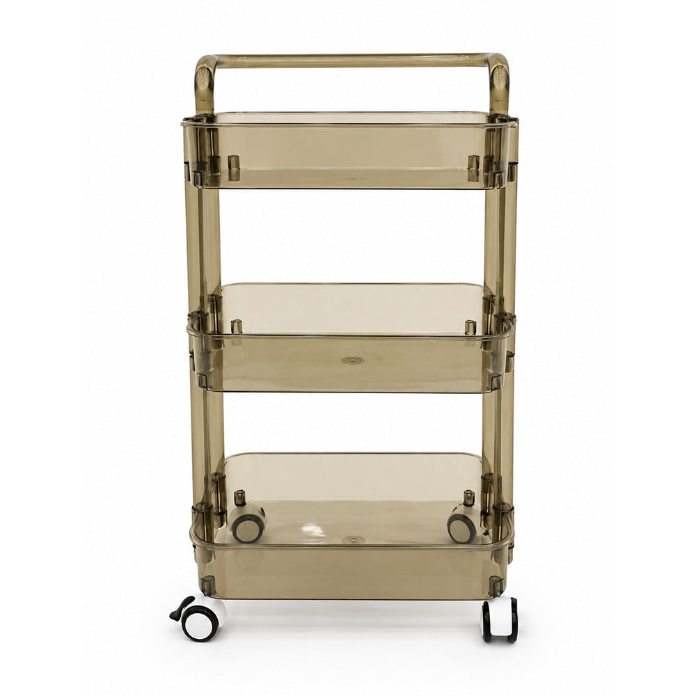 Smoky Brown Acrylic Salon Trolley with Wheels