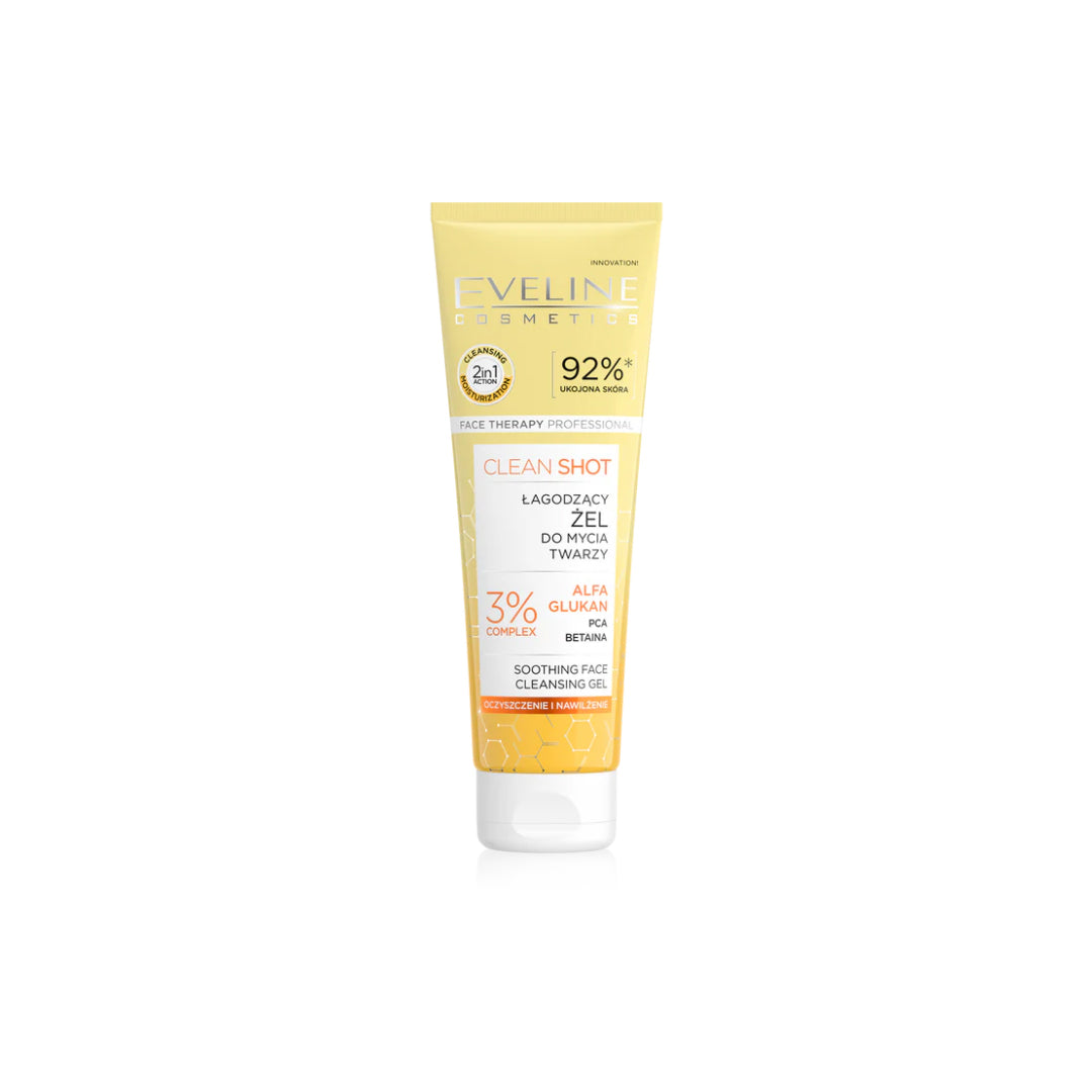 Eveline Clean Shot 2 in 1 Soothing Facewash Cleanising Gel - 140ml ...