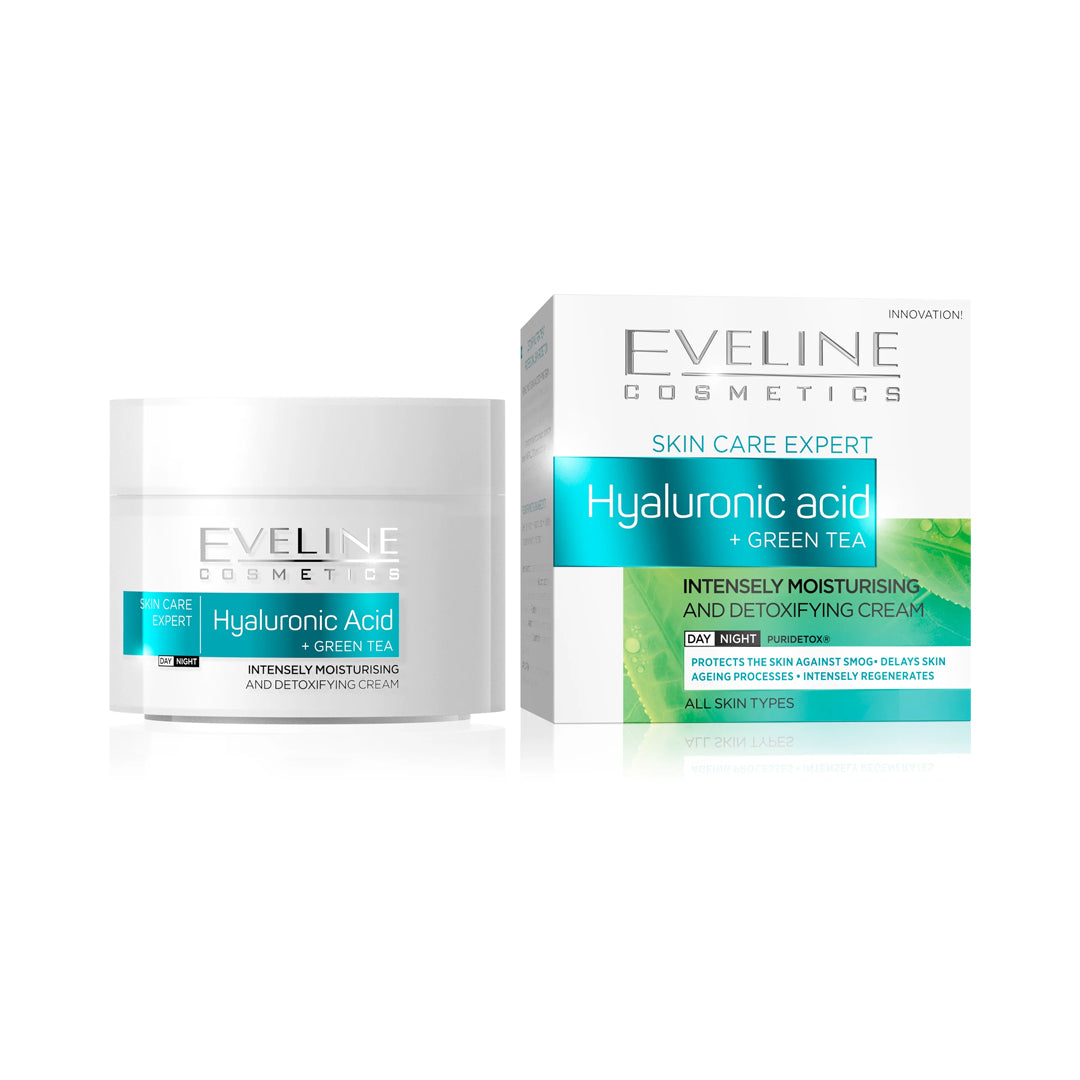 Eveline Hyaluronic Acid + Green Tea Intensely Moisturising Day & Night Cream - 50ml