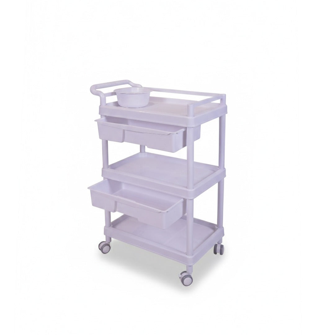 3-Tier Rolling Salon Trolley with Storage Drawers