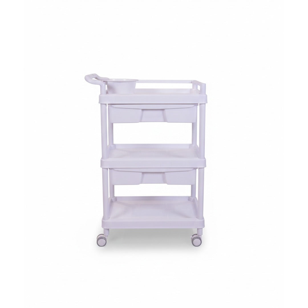 3-Tier Rolling Salon Trolley with Storage Drawers